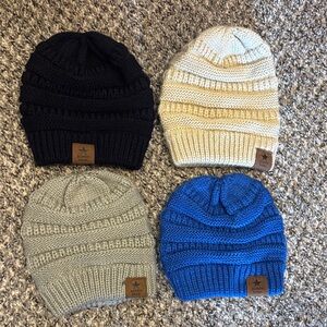 Set of Four Knit Beanies for baby/toddler